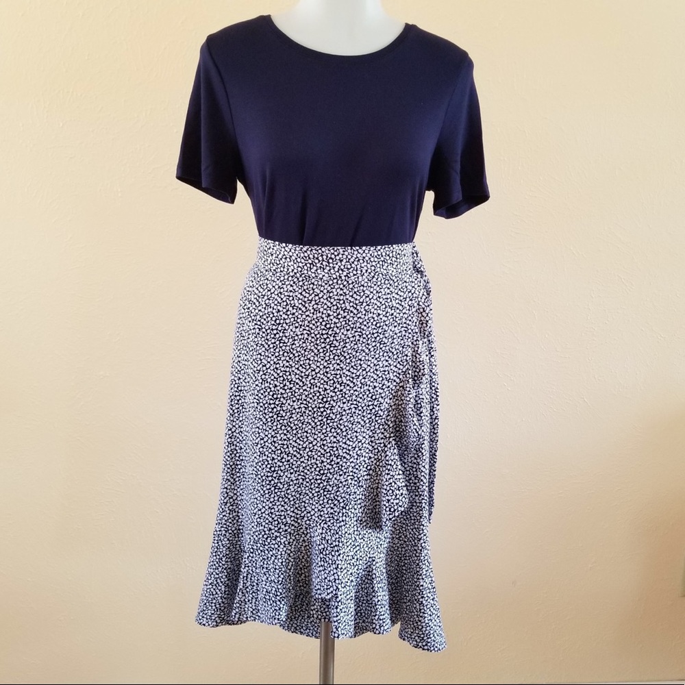 NWT MICHAEL Kors Floral Faux-Wrap Ruffle Skirt.